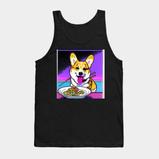 Corgi Eating Ramen Noodle Soup. Tank Top